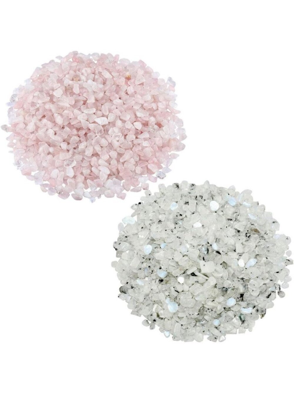 Set of 2 Rose Quartz & Moonstone Tumbled Crystals - Irregular Shaped Healing